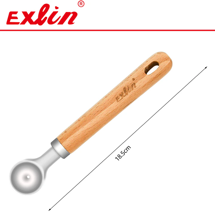 Cuchara Parisien Sacabocados 18.5cm – Cuchara para Melón y Papas Duquesas de Acero Inoxidable con Mango de Madera 1