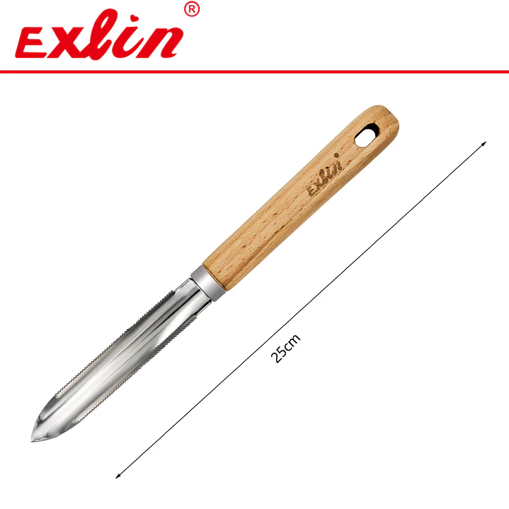 Pelador de Acero Inoxidable con Mango de Madera - 25cm 1