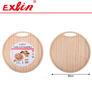 Tabla de Madera Redonda Extra Grande con Mango - 34cm 