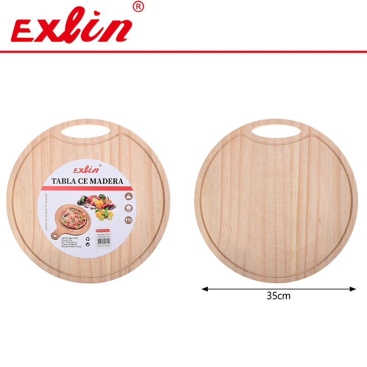 Tabla de Madera Redonda Extra Grande con Mango - 35cm  1