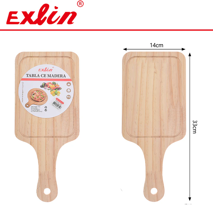 Tabla de Madera Rectangular con Mango - 14x33cm  1