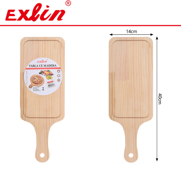 Tabla de Madera Rectangular Alargada con Mango -  14x40cm  1