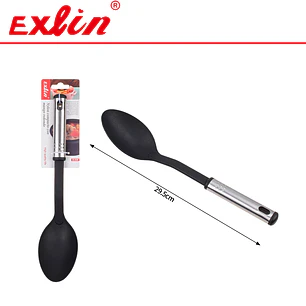 Cuchara de Nylon Compacto con Mango de Acero Inoxidable - 29.5cm