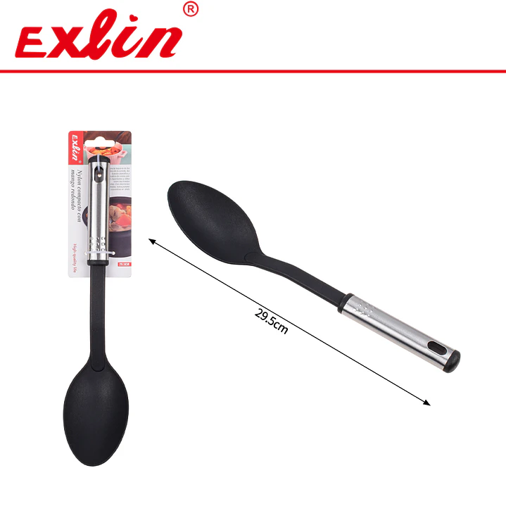 Cuchara de Nylon Compacto con Mango de Acero Inoxidable - 29.5cm 1