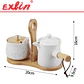 Set de Recipientes para Condimentos de Cerámica con Base de Bambú 20cm - Miniatura 1