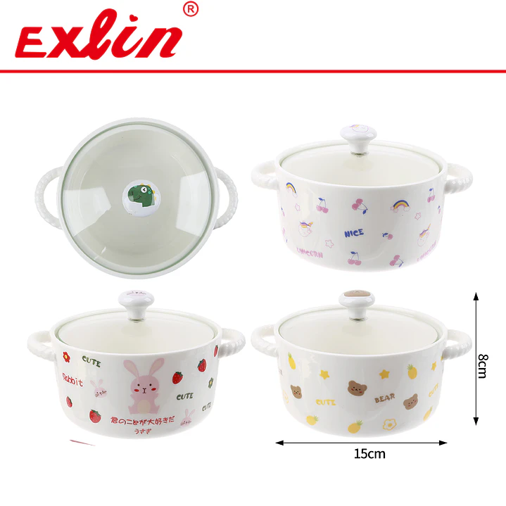 Bowl de Cerámica para Ramen y Sopas con Tapa de Vidrio y Asas x1 1