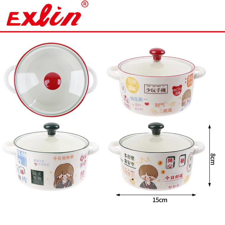 Bowl para Ramen de Cerámica con Tapa de Vidrio y Asas x1 1