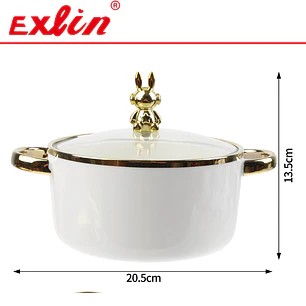 Bowl para Ramen de Cerámica Premium con Tapa de Vidrio y Detalles Dorados x1 