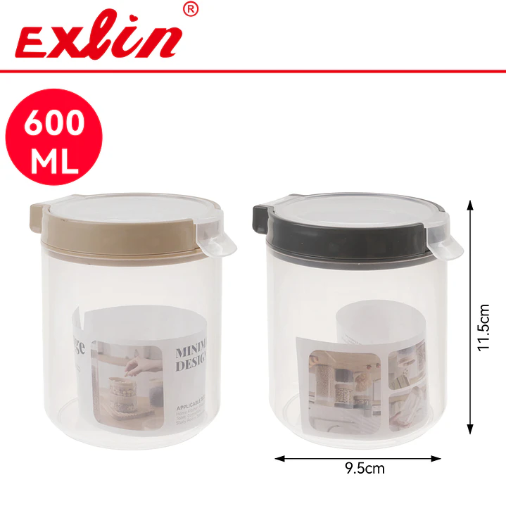 Frasco de Almacenamiento Hermético 600ml con Tapa Clip Organizador  1