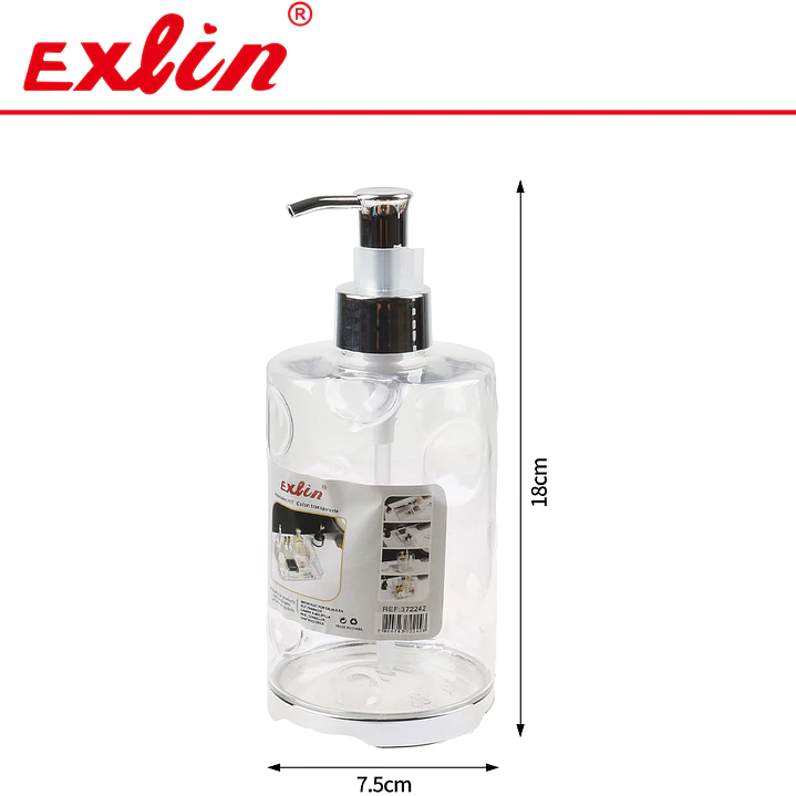 Dispensador de Jabón Líquido Acrílico 18cm – Dosificador Redondo Transparente de Lujo Exlin 1
