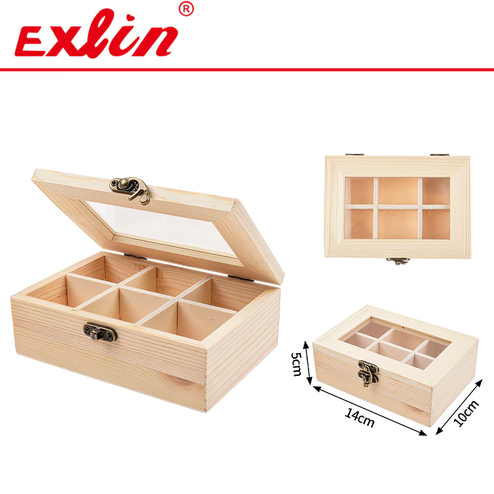 Caja para Té de Madera 6 Divisiones 14cm – Exlin 1