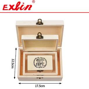 Set de 3 Cajas de Madera Tipo Nido 17.5cm - Exlin