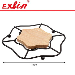 Posaplatos de Madera y Metal Negro 18cm – Exlin