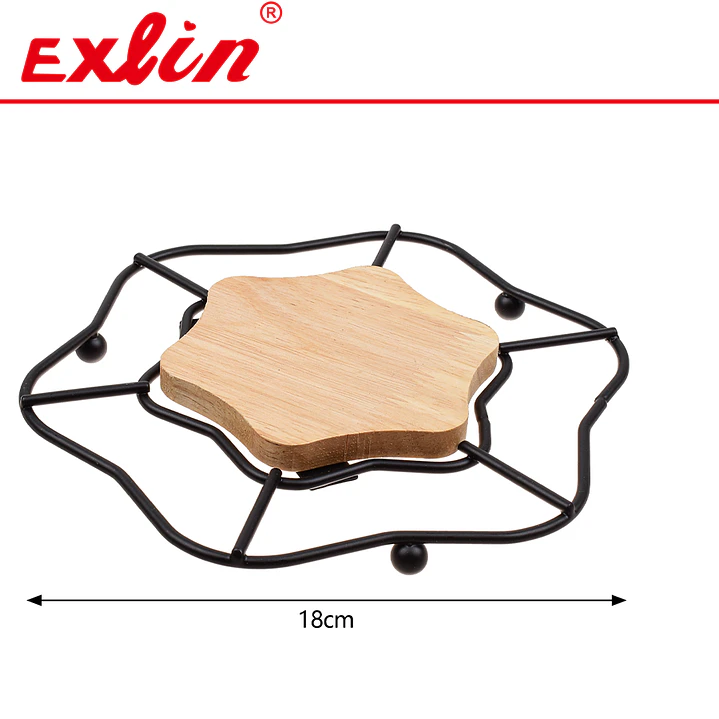Posaplatos de Madera y Metal Negro 18cm – Exlin 1