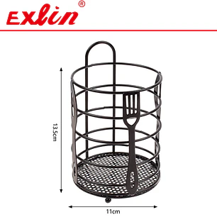 Porta Utensilios y Escurridor Redondo Metálico 13.5cm - Exlin