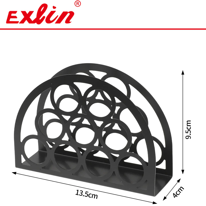 Servilletero de Mesa Metálico Negro Círculos 13.5cm – Exlin 1