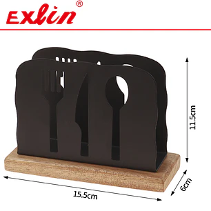 Servilletero de Mesa Metálico Negro Cubiertos 13.5cm – Exlin