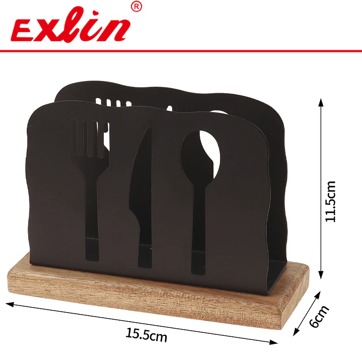 Servilletero de Mesa Metálico Negro Cubiertos 13.5cm – Exlin 1