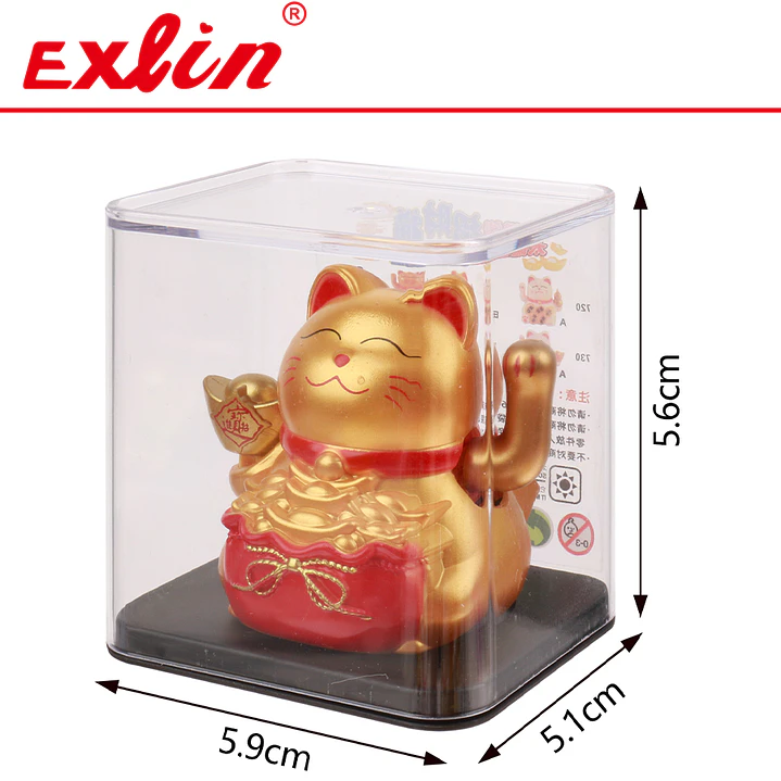 Gato de la Fortuna Maneki Neko Dorado Grande - Exlin 1
