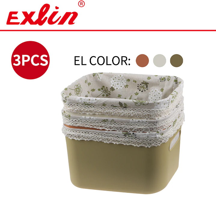 Set de 3 Cestas Multiuso Hogar Exlin 25x17cm 1