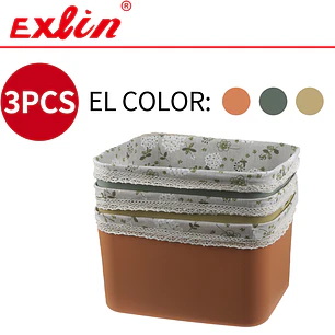 Set de 3 Cestas Multiuso Hogar Exlin - 37x26cm