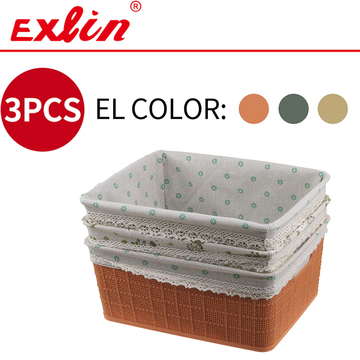 Set de 3 Cestas Multiuso Hogar Exlin - 37x26cm 1