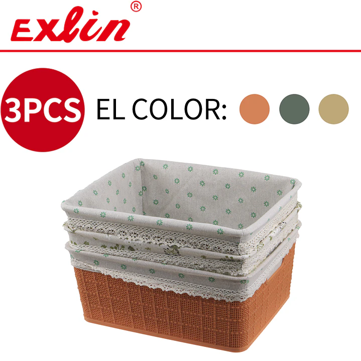 Set de 3 Cestas Multiuso Hogar Exlin - 27x11.5cm 1