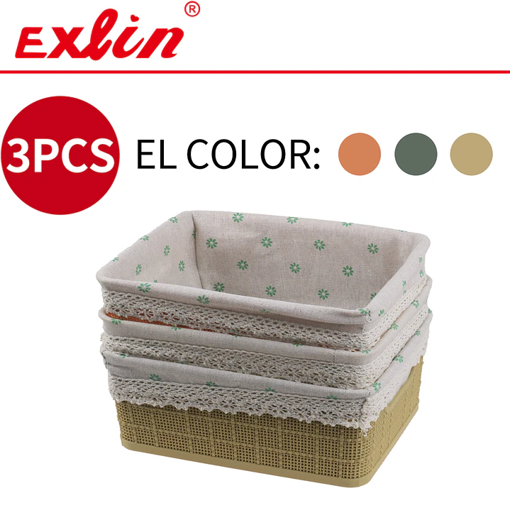 Set de 3 Cestas Multiuso Hogar Exlin -24x18.5cm 1