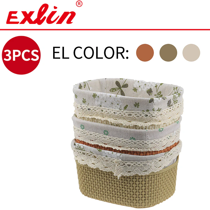 Set de 3 Cestas Multiuso Hogar Exlin - 19x15cm 1