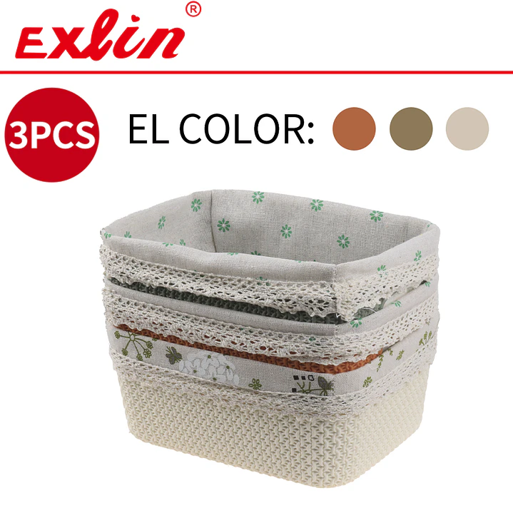 Set de 3 Cestas Multiuso Hogar Exlin - 21.5x16cm 1