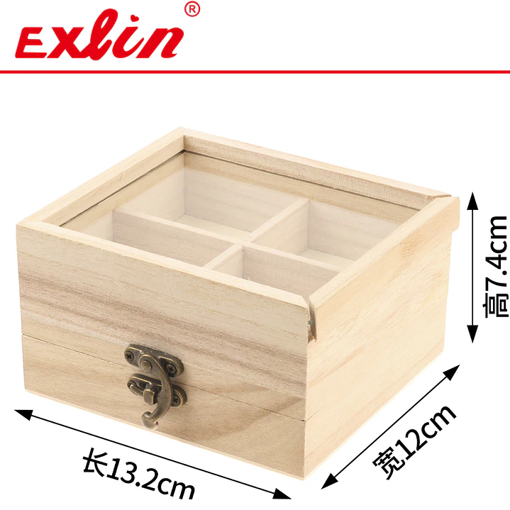 Caja de Madera Organizadora con Tapa de Vidrio - 13x12cm 2