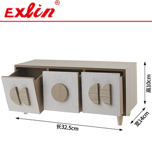 Caja de Almacenamiento de Madera con 3 Cajones 