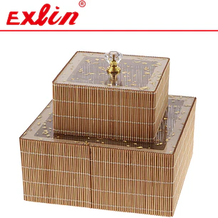 Set de 2 Cajas Decorativas Cuadradas de Bambú - Exlin