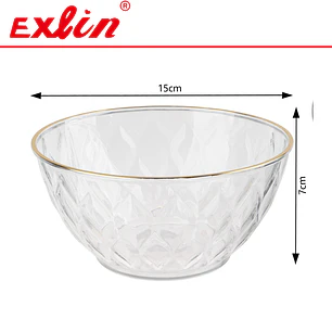 Bowl de Vidrio Tallado con Borde Dorado - Exlin