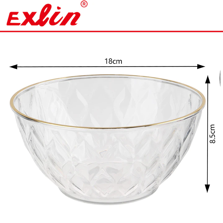 Bowl de Vidrio Tallado con Borde Dorado - Exlin 1
