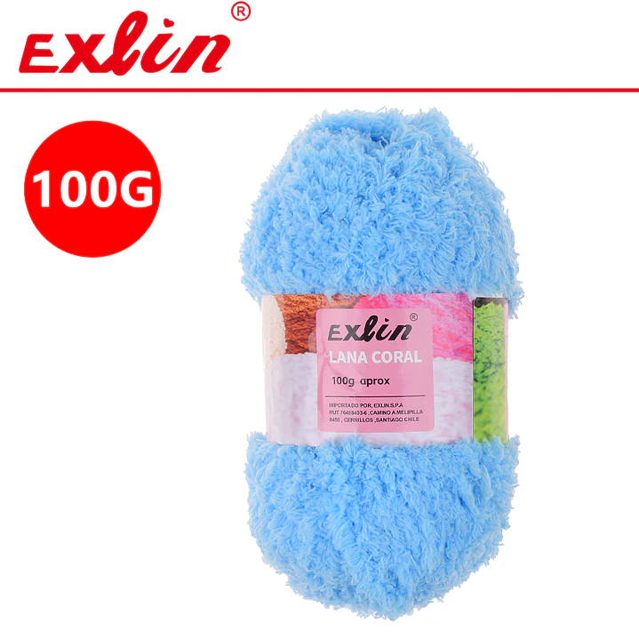 Lana Coral Exlin Celeste – Set de 10 ovillos de 100g 1