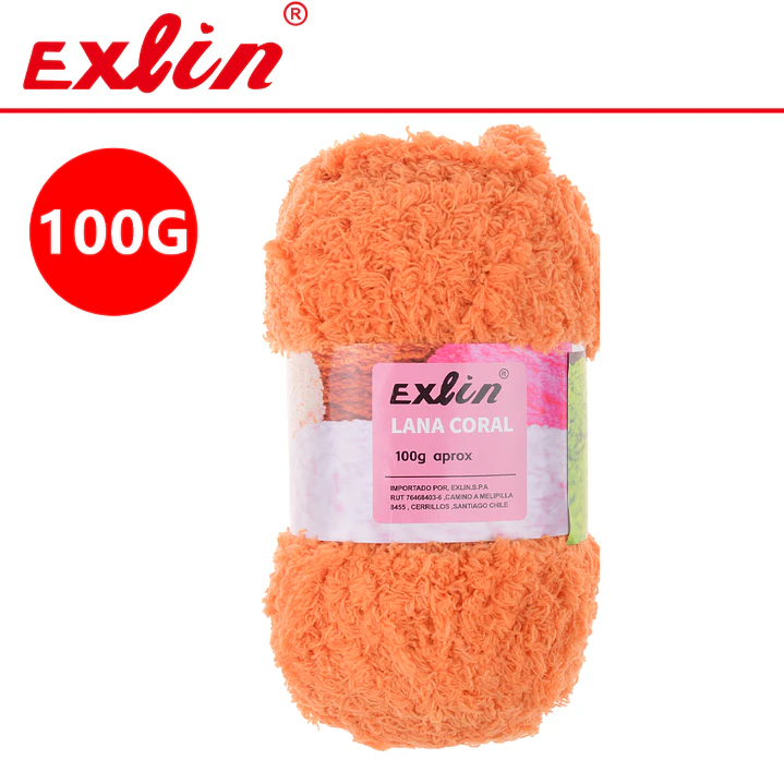Lana Coral Exlin Naranja – Set de 10 ovillos de 100g 1