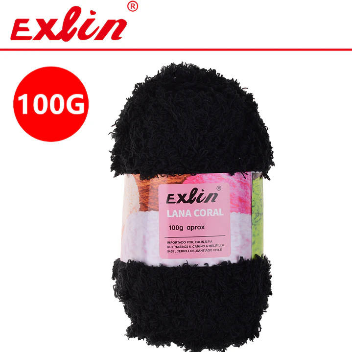 Lana Coral Exlin Negro – Set de 10 ovillos de 100g 1