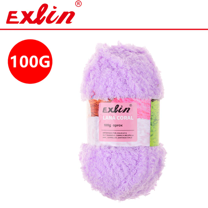 Lana Coral Exlin Morado Pastel – Set de 10 ovillos de 100g 1