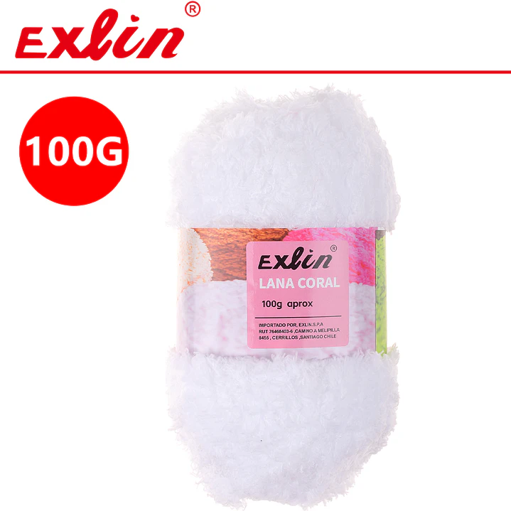 Lana Coral Exlin Blanco – Set de 10 ovillos de 100g 1