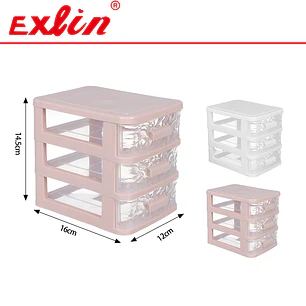 Mini Cajonera de Escritorio con 3 Cajones Ondulados – Organizador Aesthetic Exlin