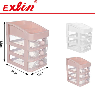 Mini Cajonera de Escritorio con 3 Cajones Esféricos y Organizador Superior 