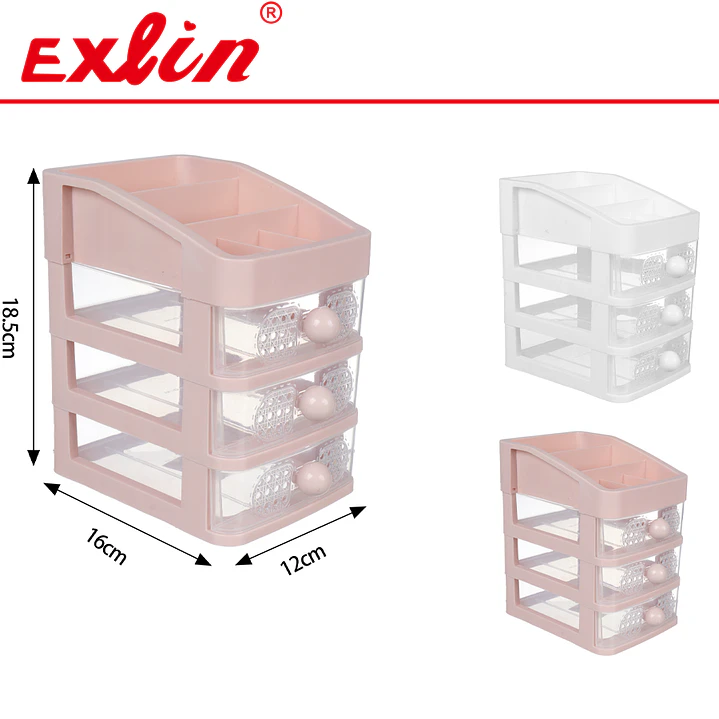 Mini Cajonera de Escritorio con 3 Cajones Esféricos y Organizador Superior  1
