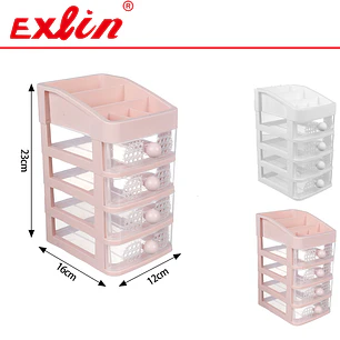 Mini Cajonera de Escritorio con 4 Cajones Esféricos y Organizador Superior 