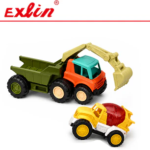 Set de Camiones de Construcción de Juguete Excavadora y Mezcladora