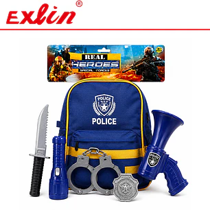 Mochila de Policía de Juguete con Esposas y Accesorios