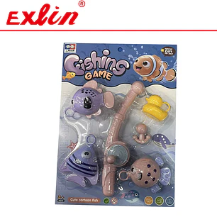 Juego de Pesca Giratorio Musical con 15 Peces y 4 Cañas 