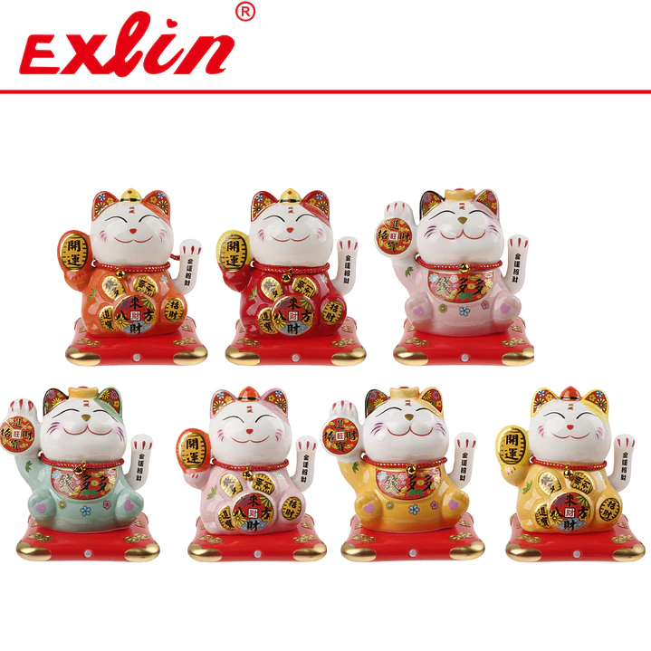 Gato de la Fortuna Maneki Neko de Porcelana 20cm  1