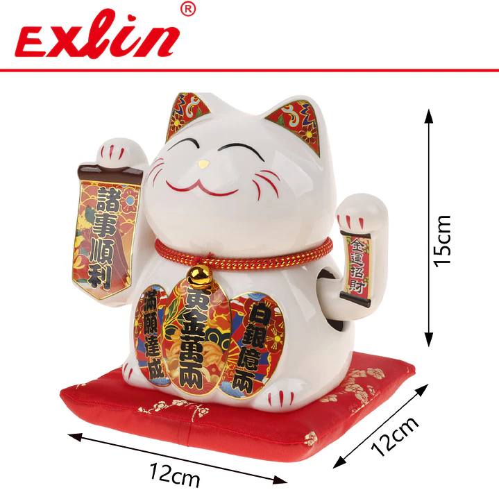 Gato de la Fortuna Blanco 15cm Maneki Neko  2