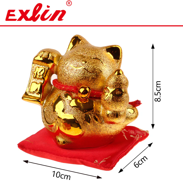 Gato de la Fortuna Maneki Neko de Porcelana 8.5cm  2